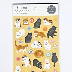 Japanese Washi Style Cat Sticker Sheet Cute Journal Stickers Made in Japan