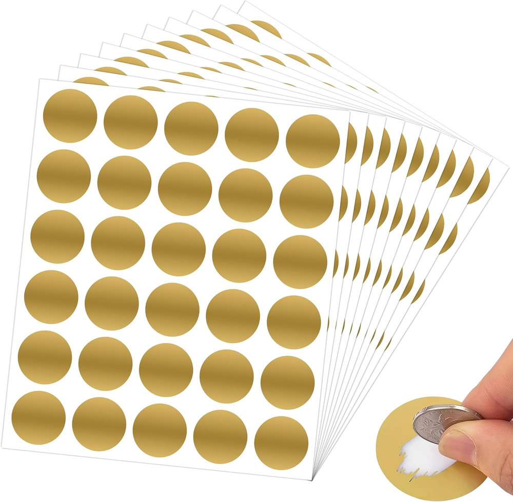 300 Pcs Scratch off Stickers Sitckers 1 Inches round Self Adhesive Scratch off C