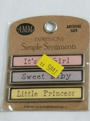 NEW Lot 5 All My Memories Simple Sentiments Metal Words Baby Family Birthday -D
