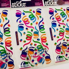 Sticko SPMT17 Stickers-Confetti (4Pk) STICKOPOTAMUS Party streamers decorations