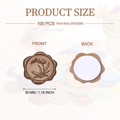 100Pack Wax Seal Stickers Self-Adhesive Envelope Seal Stickers, Coffee