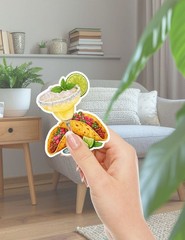 Margaritas and Tacos Die Cut Vinyl Stickers Set Scrapbooking Laptop Water Bottle