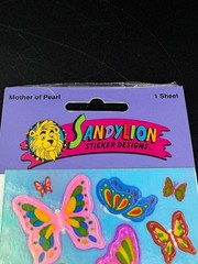 Rare Vintage Stickers NIP Sandy Lion Mother Of Pearl Opal Iridescent Butterfly