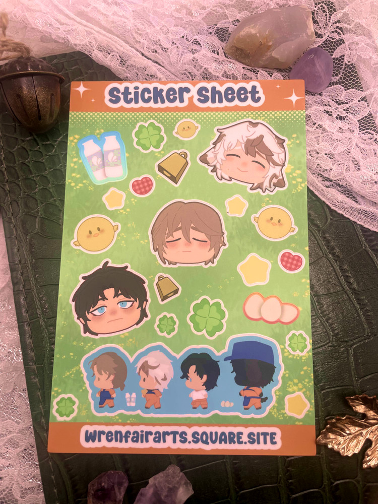 Mr A’s Farm 4×6 inch Matte Sticker Sheet | Yaoi Fan Merch Stickers