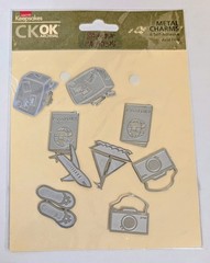 CK OK Archival Metal Charms Travel Plsne Suitcase Embellishments Scrapbooking