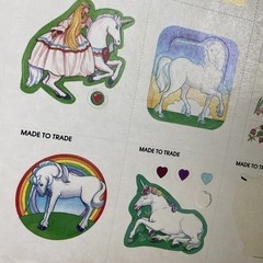 Vintage 80s Stickers Unicorn Made To Trade 2 Sheets