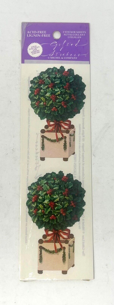 Vintage Holly Topiary Stickers by Michel & Company (Factory Sealed)