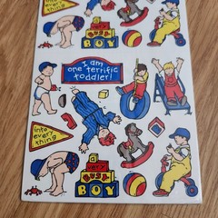Frances Meyer Vintage Toddler Boy Stickers Busy Very Busy One Terrific NOS Sheet