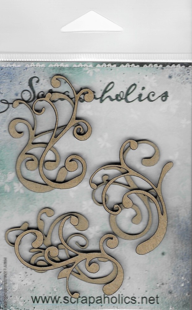 Scrapaholics Laser Cut Chipboard 1.8mm Thick Flourish Bits, 6/Pkg, 1.25X2