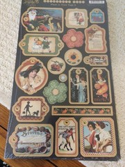 RETIRED Graphic45 PLACE IN TIME TAGS #2 (19PC) CHIPBOARD ACCENTS scrapbooking
