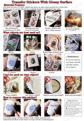 Vintage Rub On Transfers for Crafts DIY Glass Stickers 2 Sheets Furniture Decals