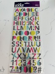 Sticko Autocollant 81 PC Multi-Color Raised Dipped Large Alpha/Number Stickers