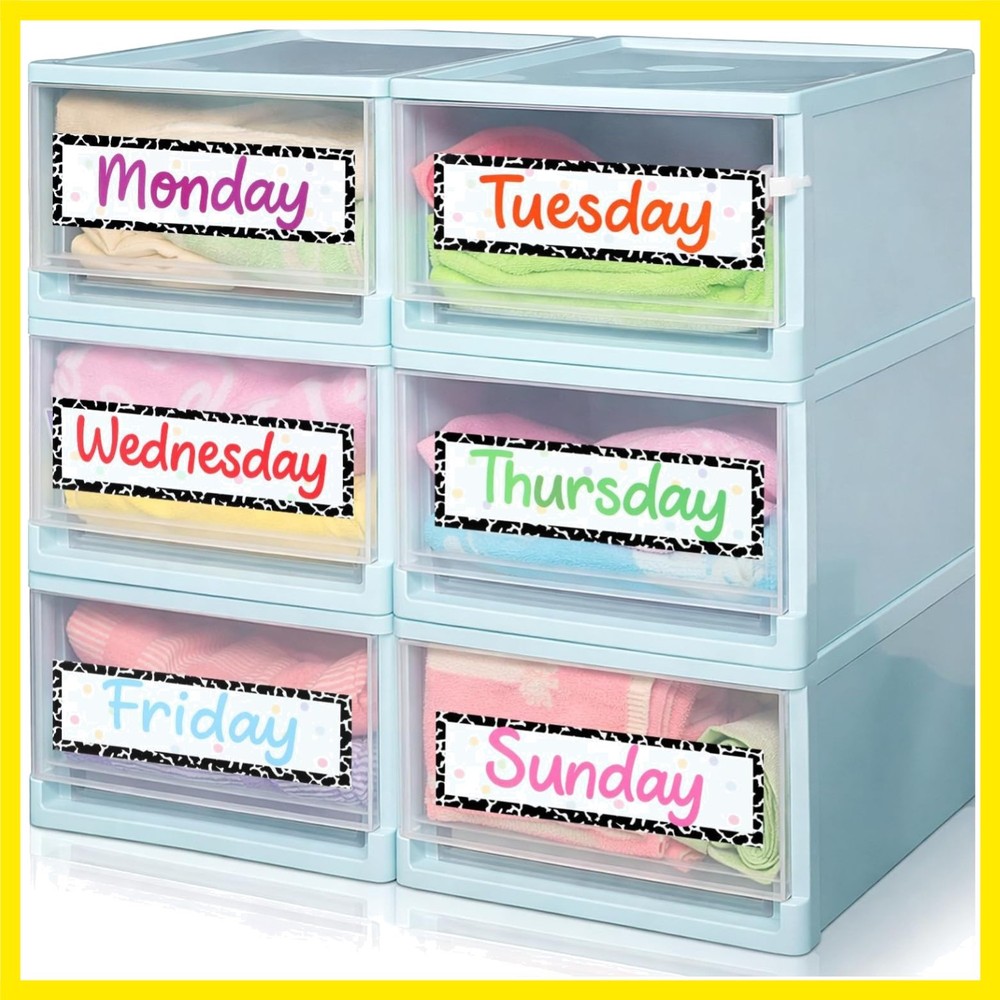 36 Pcs Back to School Days of The Week Stickers for Drawers, Color Large Day …