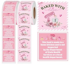 Cottage Food Law Labels – 1000 Count Pink Stickers for Homemade Bakery Goods