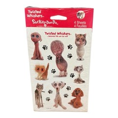 Stickety Doo Da Twisted Whiskers Stickers Kitten Cat Dog Puppy Big Eyes Sealed