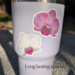 Orchid Flower Stickers Set 3 Holographic Waterproof Vinyl Purple Laptop Planner