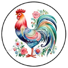 WATERCOLOR ROOSTER ENVELOPE SEALS LABELS STICKERS PARTY FAVORS