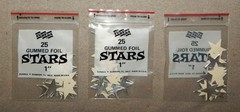 3 Packs Vintage Silver Star Foil Gummed Stickers (1″, 25 per pack, 75 total) new