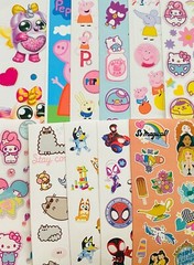 150+ STICKERS Themed BLUEY SPIDEY PUSHEEN PEPPA PIG SPIDERMAN SANRIO HELLO KITTY