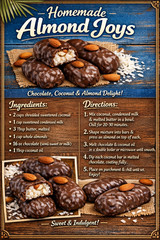 Chocolate Coconut Brownies Recipe Cards Set of 4 Printed Baking Cards