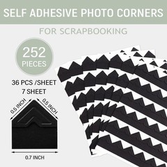 Adhesive Photo Corners 0.5″ Archival Acid-Free Pressure Sensitive Black 252Pack