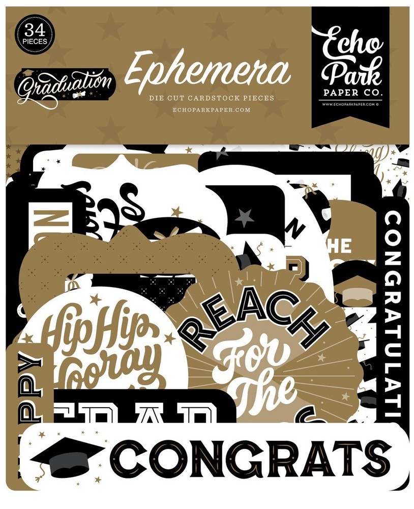 New! 1 Pack of Echo Park Paper GRADUATION Ephemera Die Cut Cardstock Pieces