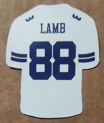 CeeDee Lamb 88 WR Dallas Cowboys jersey die-cut decal sticker