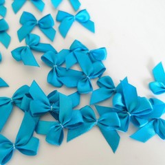 Micomon 50pcs 1.2-Inch Mini Bows for Crafts Mini Satin Ribbon Bows in Blue Color