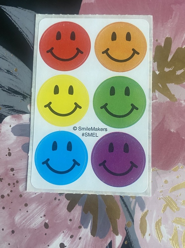 Vintage SmileMakers Colorful Smiley Faces Sticker Mod 2×4 Inches