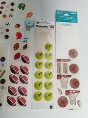 Vintage Sports Football Tennis Basketball Hockey Baseball Scrapbook Stickers