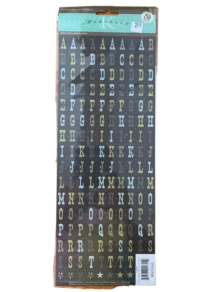 Marcella By K WELL WORN NASHVILLE ALPHABET STICKERS Blue/Green/Gray 250+ pieces!