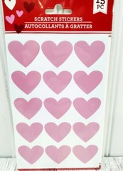 Heart Scratch Off Stickers 2.5″ or 1.5″ Red Silver Pink Valentines Day DIY Craft