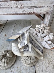 1.85 yrds ( 3.7 avail) Printed Cotton Trim Antique c 1900 French Textile Border