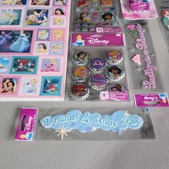 New Disney Princess Activity Craft Lot Stickers Pins Pens Stationery Set…