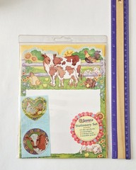VHTF Vtg Sandylion Stationery Set NIP Farm Animals cows chickens pigs Country