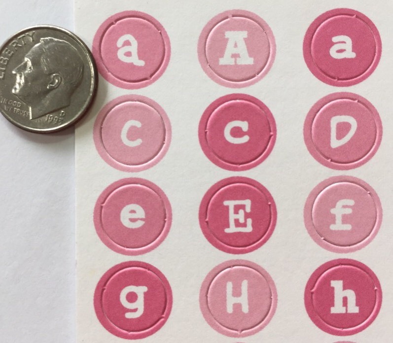 PINK ALPHABET CIRCLES(70pc)ScrapWorks Alphadotz•Letters•Upper/Lower Case•Numbers