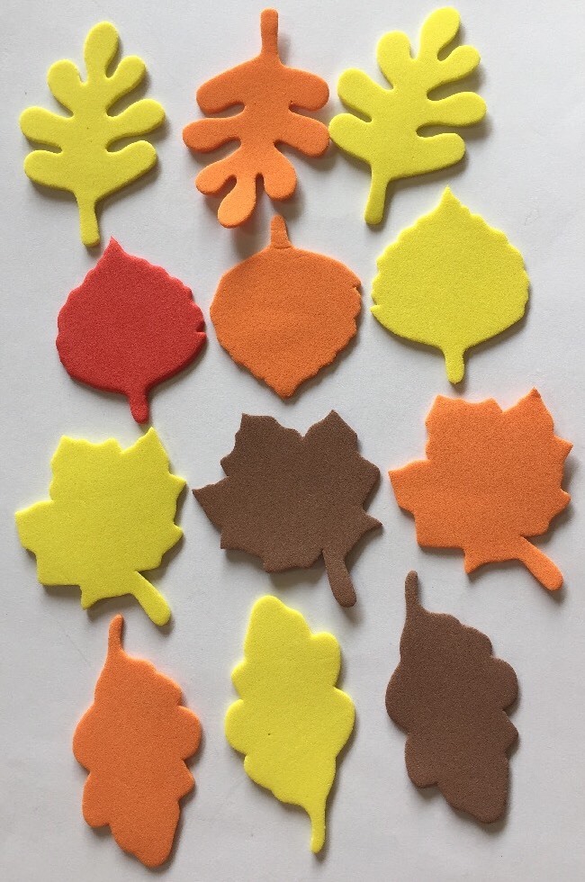 FALL FOAM LEAVES(12pc)Autumn Thanksgiving•Maple•Tree•Brown•Red •Orange•Yellow•••