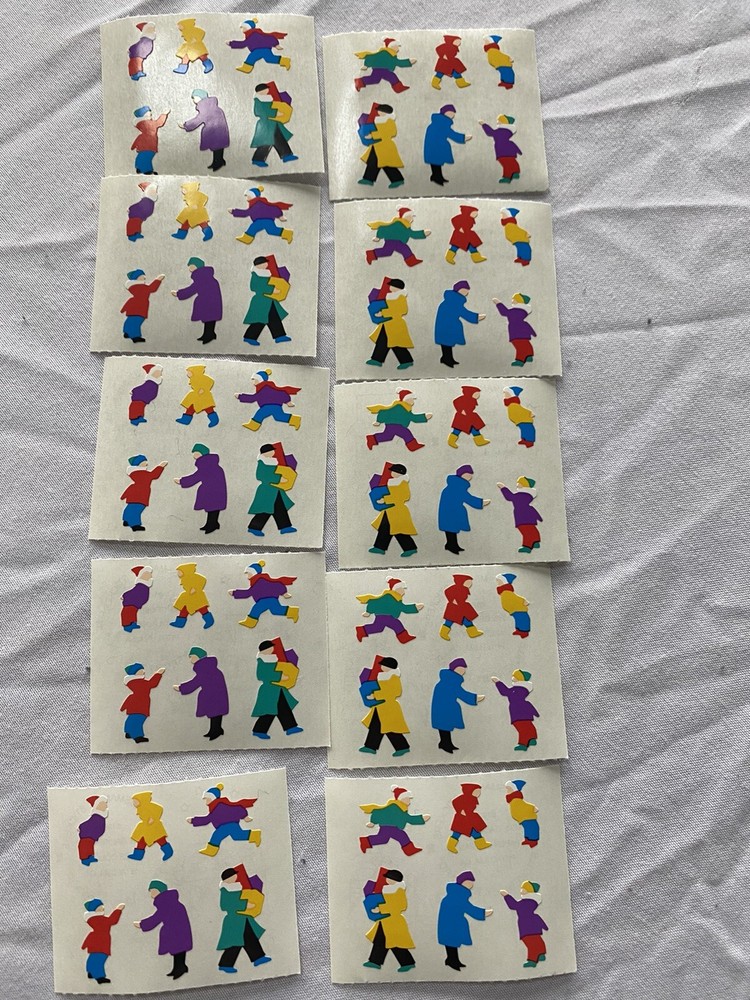 Mrs. Grossman’s Sticker Lot Christmas Kids Playing Vintage 1996 10 Mods Sheet
