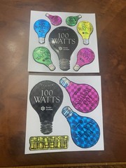 Lot Of 2 Prism Light Bulbs 100 Watts Vending Sticker Sheets 3×3 Inch Each Kodak