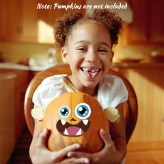48 Pack Mini Halloween Pumpkin Face Stickers for Crafts and Parties