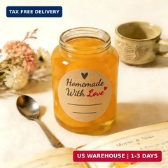 600 Pcs Homemade with Love Stickers, 2″ round Canning Labels for Mason Jars, Jam