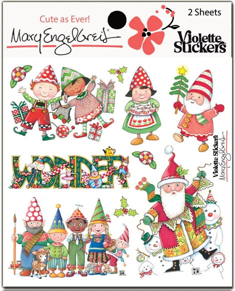 Mary Engelbreit Stickers 2 Sheets Whimsical Wonder Christmas Elves Santa Gifts