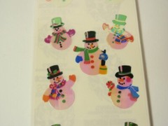 Vtg 1990 Sandylion Mother of Pearl Small Winter Snowman Stickers *SEALED*