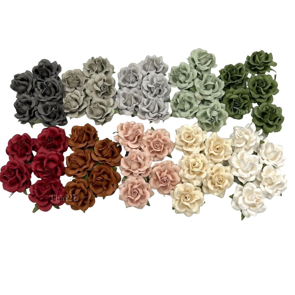 50 Mixed 10 Colors (2″or5cm) Paper Flower Wedding Scrapbook ( R77L-50SET-ฺB/2 )