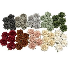 50 Mixed 10 Colors (2″or5cm) Paper Flower Wedding Scrapbook ( R77L-50SET-ฺB/2 )