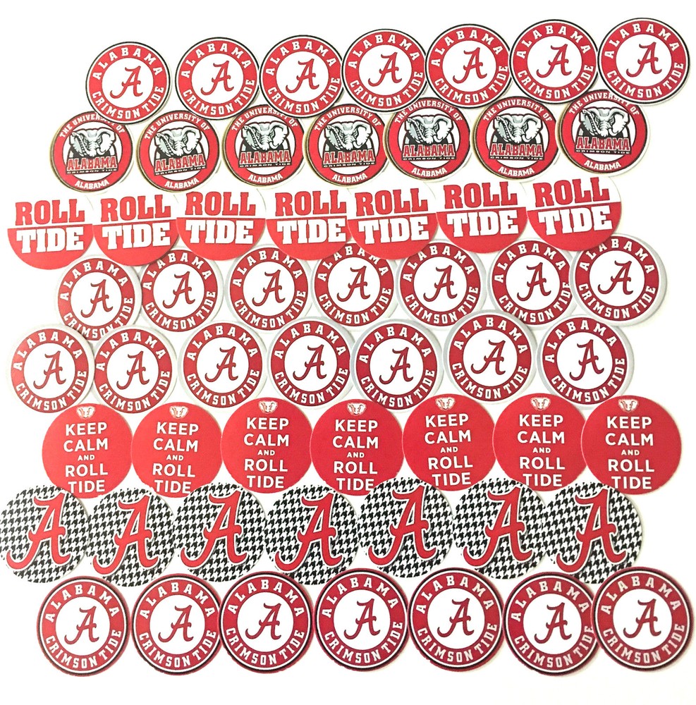 SET of 100- 1″ PRECUT «ALABAMA CRIMSON TIDE» Bottlecap images.