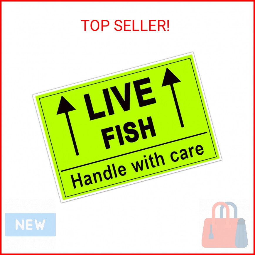 Remarkable Live Fish Stickers Shipping Labels, 2 X 3 Inch Fluorescent Green Plea