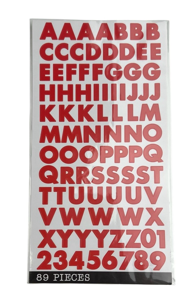 EK Success Sticko Red Futura Alpha 1/2” Sticker Letters 89 PCS New Open Package