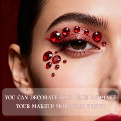 1792 Pcs Self Adhesive Rhinestone Stickers 4 Sheets 3Mm 4Mm 5Mm 6Mm Red AB Cryst