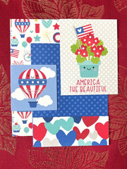 #K105- JULY 4TH PATRIOTIC Scrapbook CARD KIT 5pcs Double-sided cardstock A2 A6